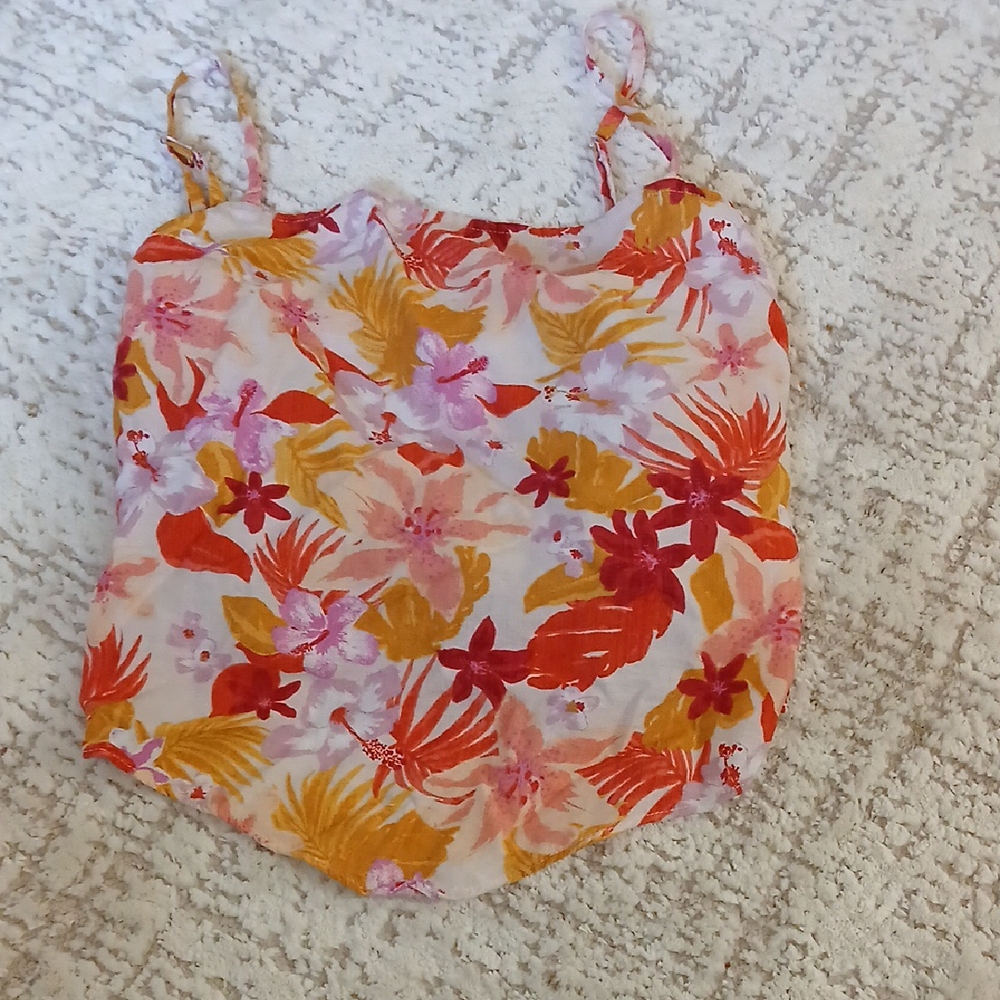 Floral Print Women's Tie Open Back Triangle Top